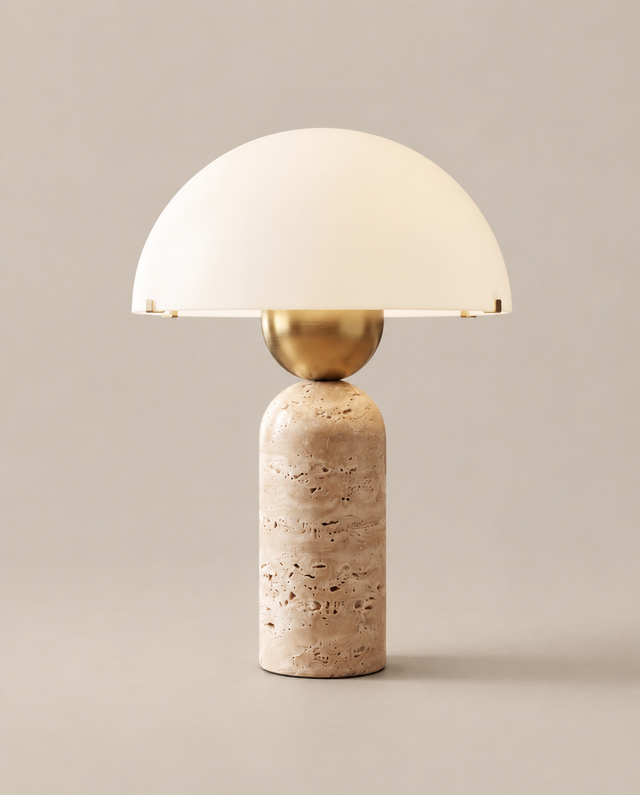 Lampe de table en travertin et verre | LORCA