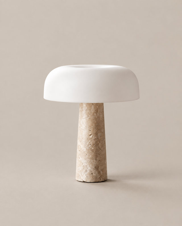 Lampe de table en travertin et verre | CIREA
