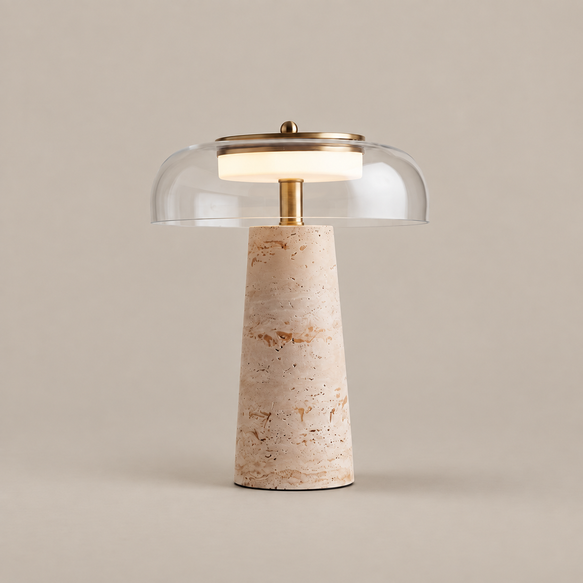 Lampe de table en travertin et verre | HAVEL