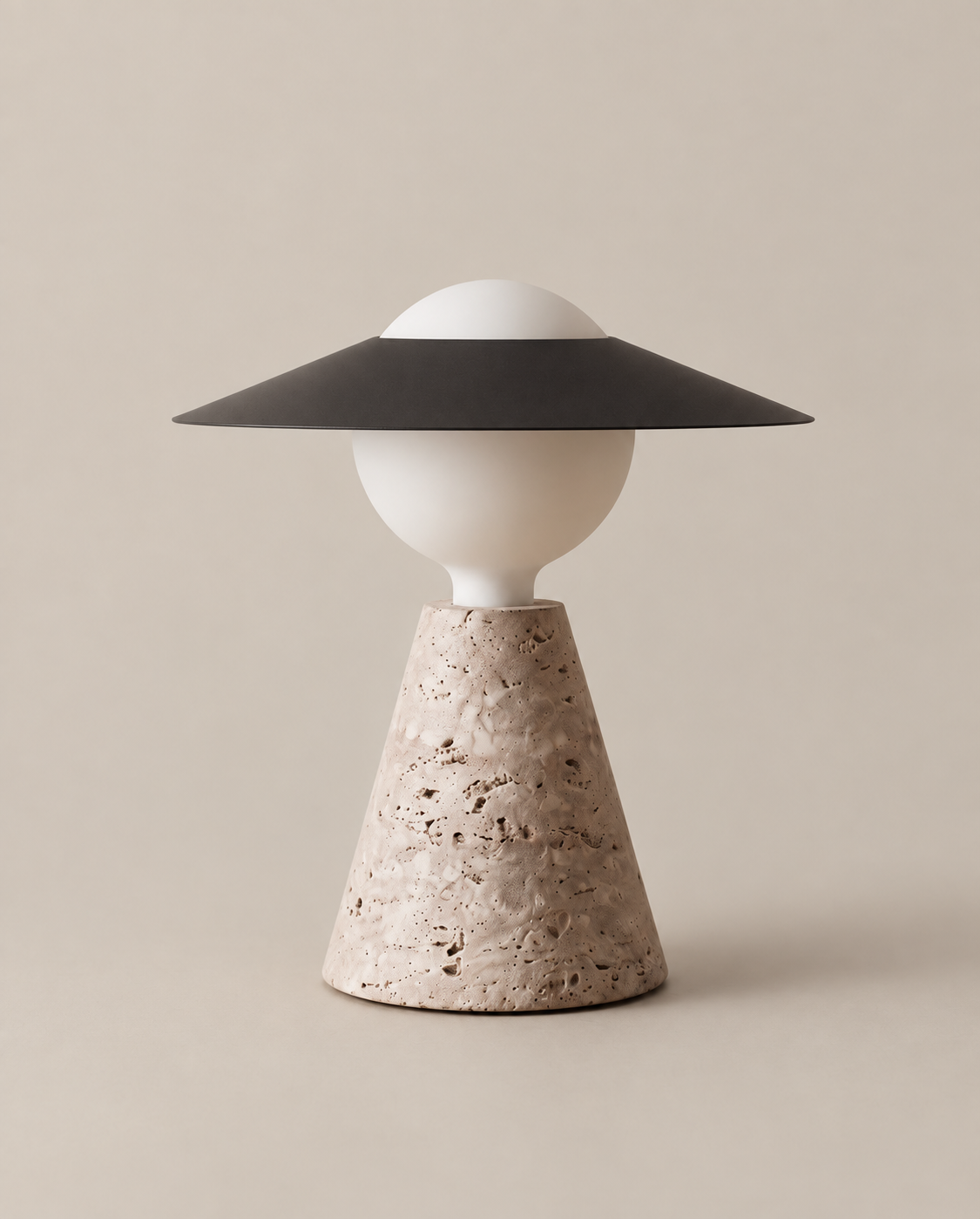 Lampe de table en travertin et verre | SELMA