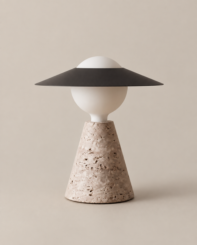 Lampe de table en travertin et verre | SELMA