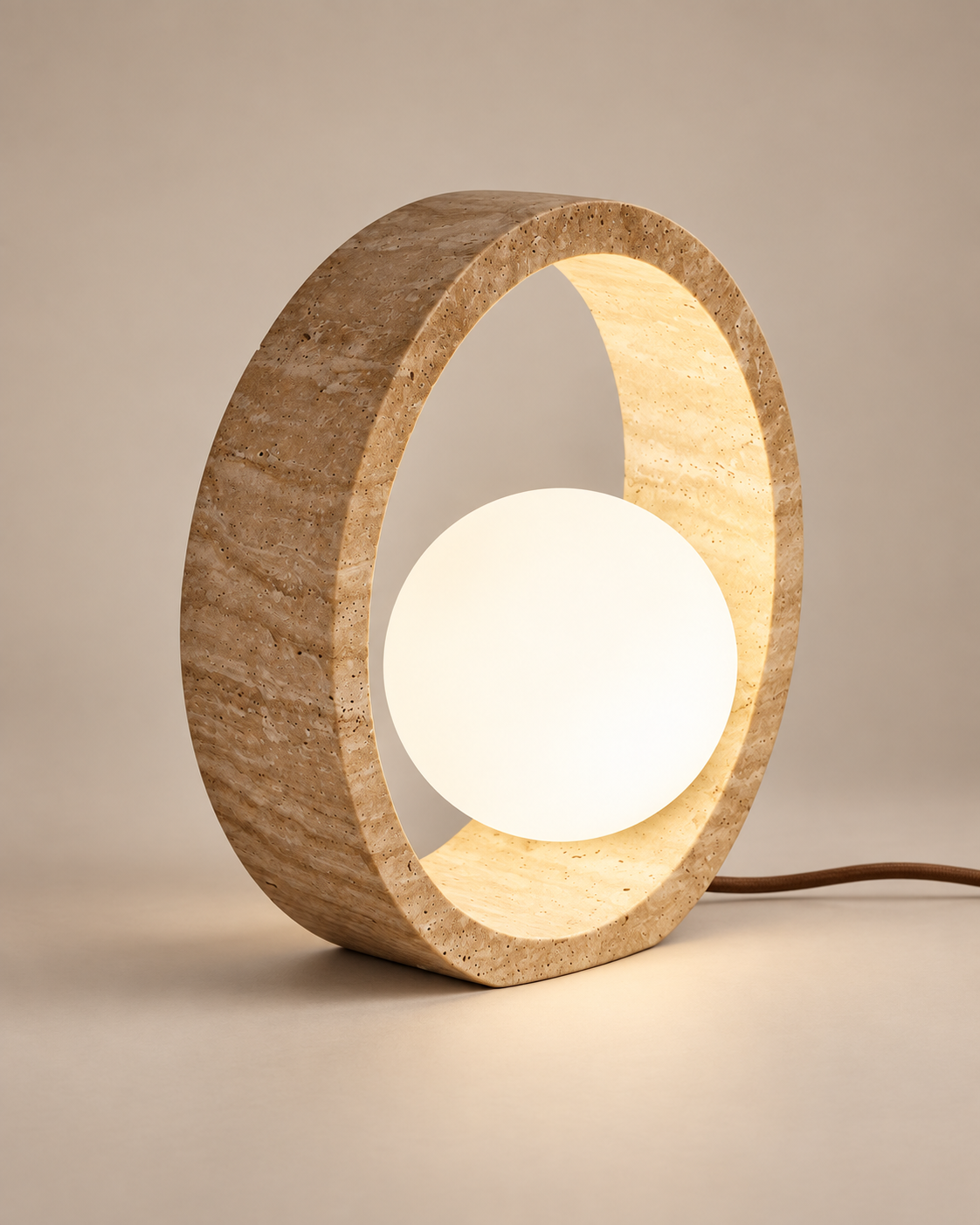 Lampe de table en travertin et verre | MERIA