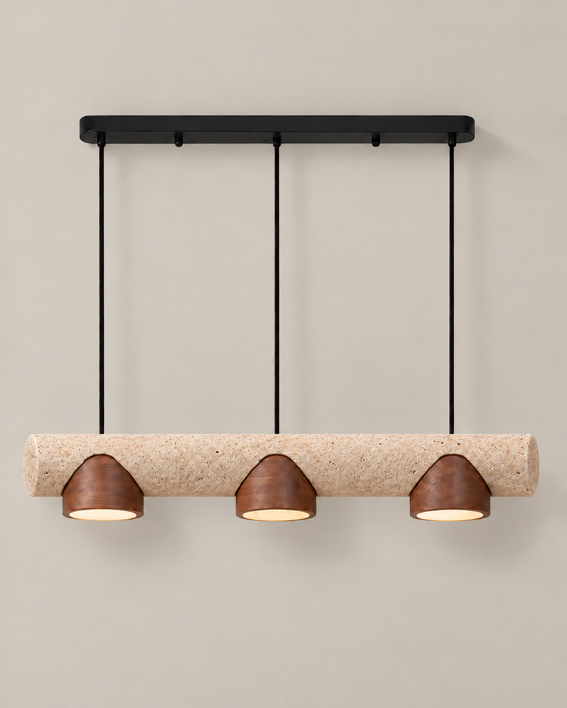 Suspension en travertin et bois | TRAVIA